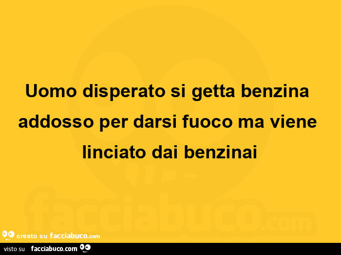 Uomo disperato si getta benzina addosso per darsi fuoco ma viene linciato dai benzinai