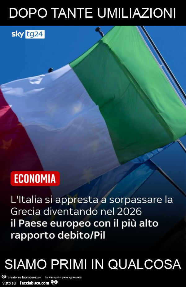 Dopo tante umiliazioni siamo primi in qualcosa
