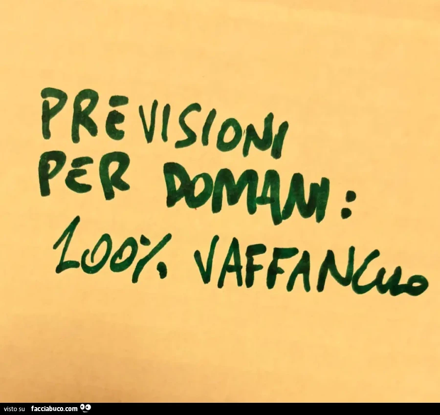 Previsioni per domani 100% vaffanculo