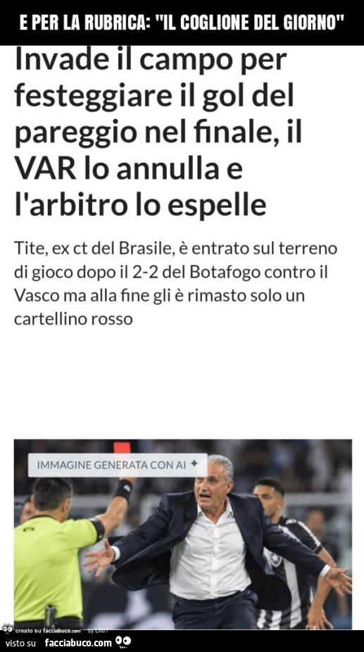 E per la rubrica: "il coglione del giorno"