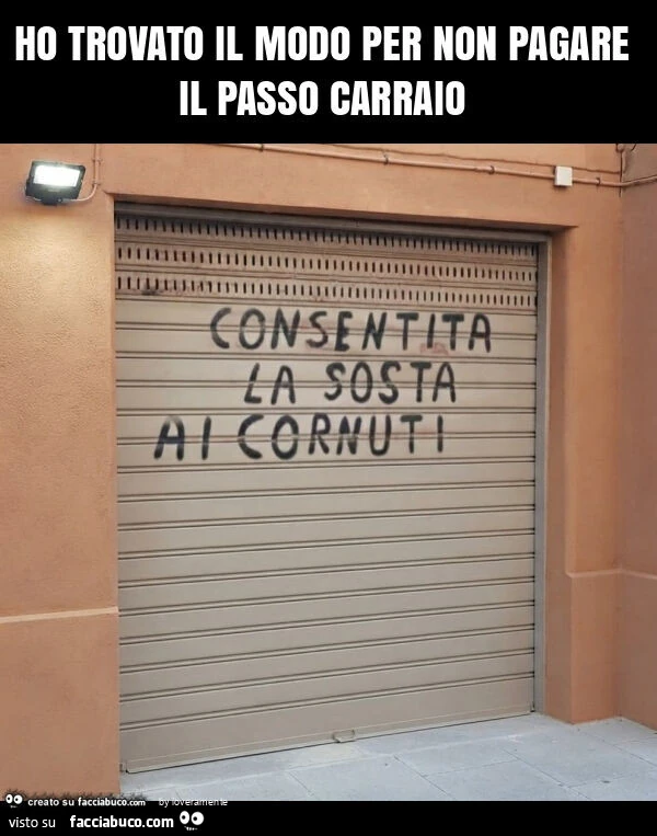 Ho trovato il modo per non pagare il passo carraio