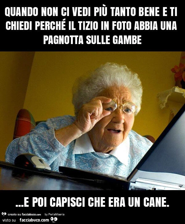 Quando non ci vedi più tanto bene e ti chiedi perché il tizio in foto abbia una pagnotta sulle gambe&hellip; e poi capisci che era un cane