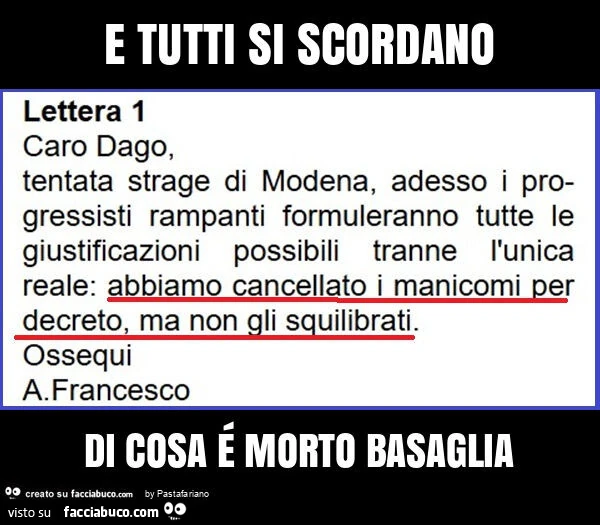 E tutti si scordano di cosa é morto basaglia