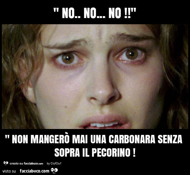 " no. No&hellip; no! " " Non mangerò mai una carbonara senza sopra il pecorino