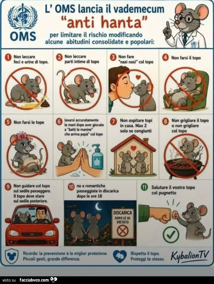 L'oms lancia il vademecum anti hantavirus per limitare il rischio modificando alcune abitudini consolidate e popolari