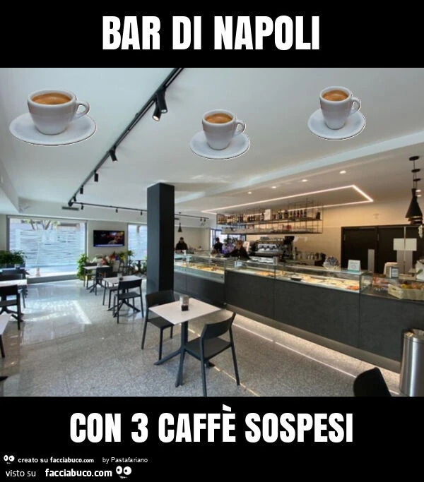 Bar di napoli con 3 caffè sospesi