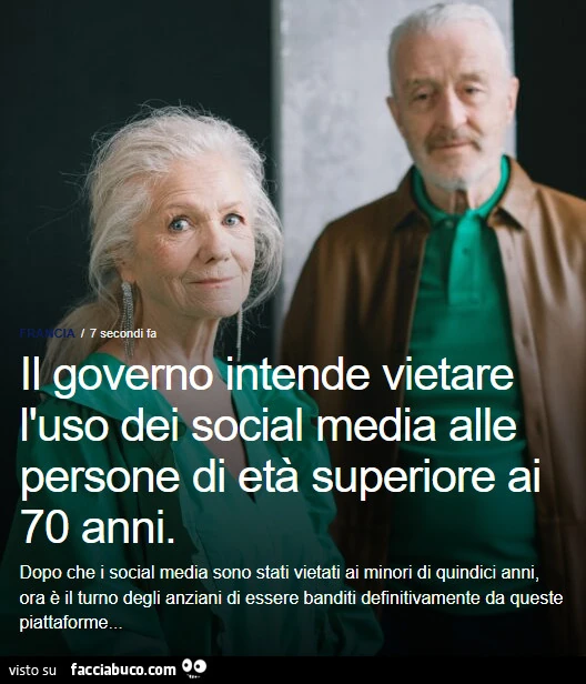 Vietato l'uso dei social media agli ultrasettantenni