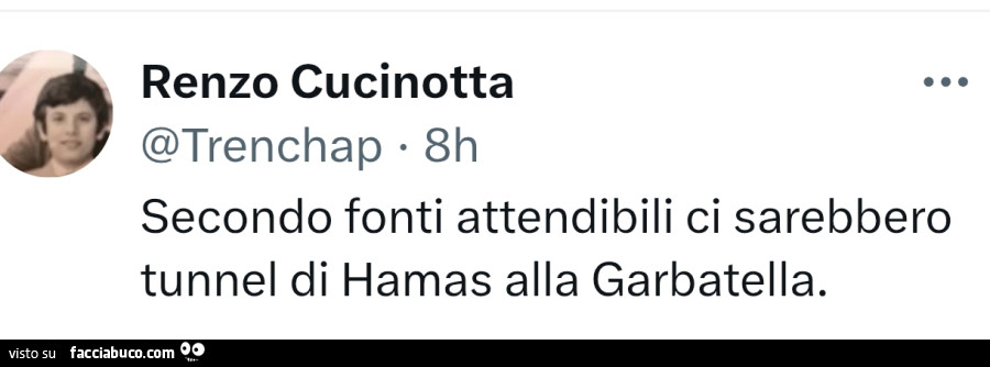 Secondo fonti attendibili ci sarebbero tunnel di hamas alla garbatella