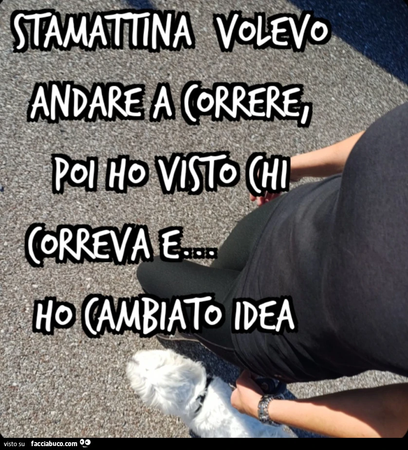 Stamattina volevo andare a correre, poi Ho visto chi correva e Ho cambiato idea