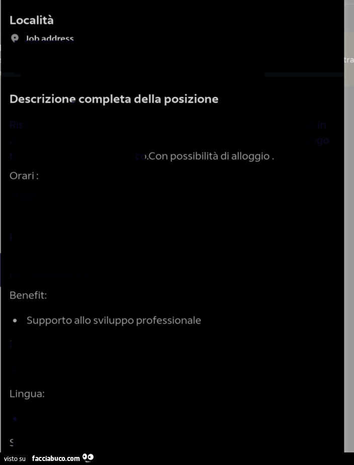 Descrizione completa della posizione: Con possibilità di alloggio