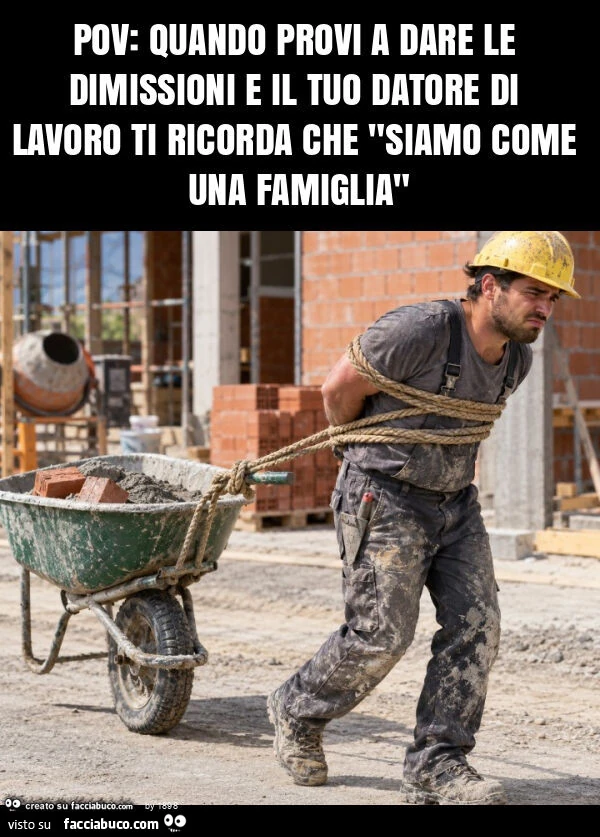 Pov: quando provi a dare le dimissioni e il tuo datore di lavoro ti ricorda che "siamo come una famiglia"