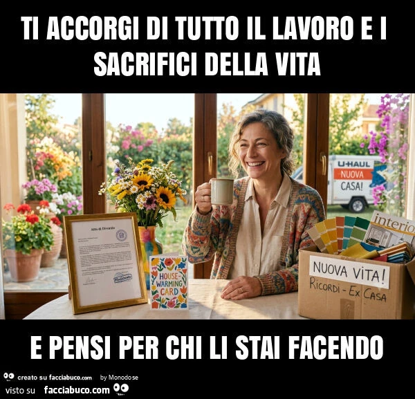 Ti accorgi di tutto il lavoro e i sacrifici della vita e pensi per chi li stai facendo