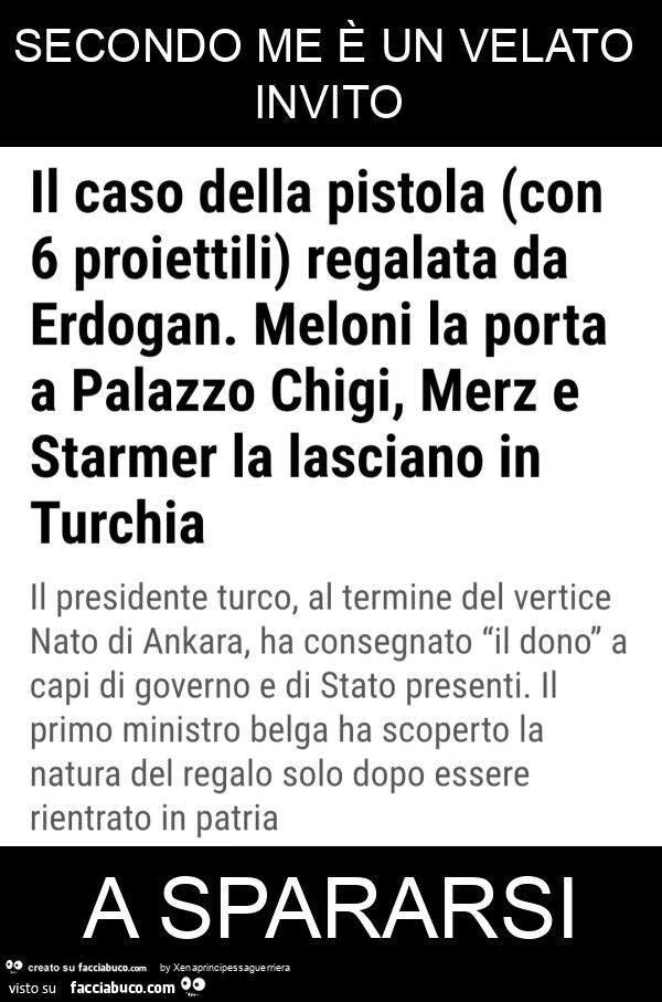Secondo me è un velato invito a spararsi