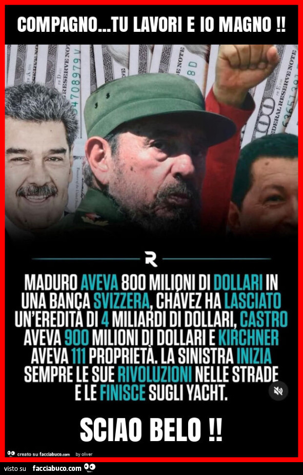 Compagno&hellip; tu lavori e io magno! Sciao belo