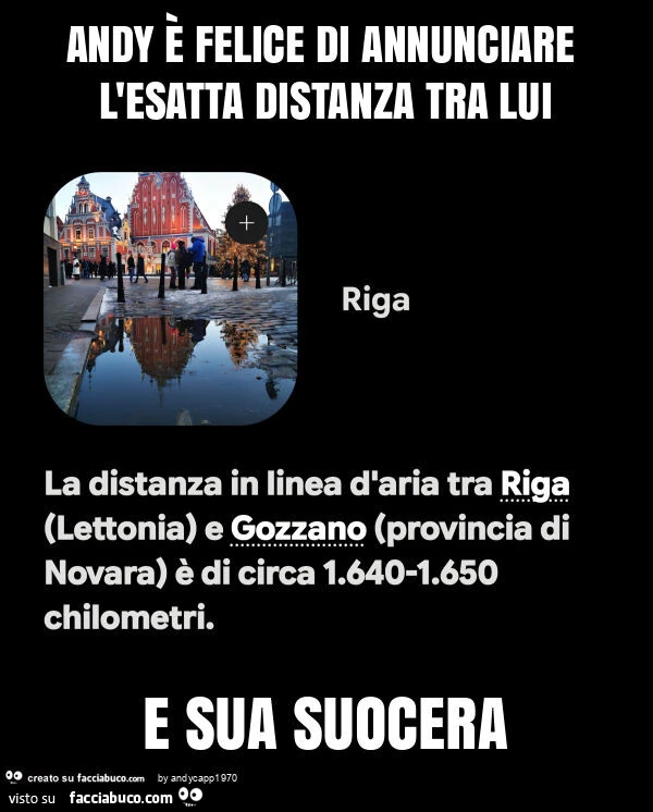 Andy è felice di annunciare l'esatta distanza tra lui e sua suocera