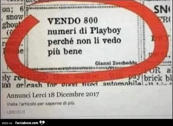Vendo 800 numeri di playboy perche non li vedo più bene