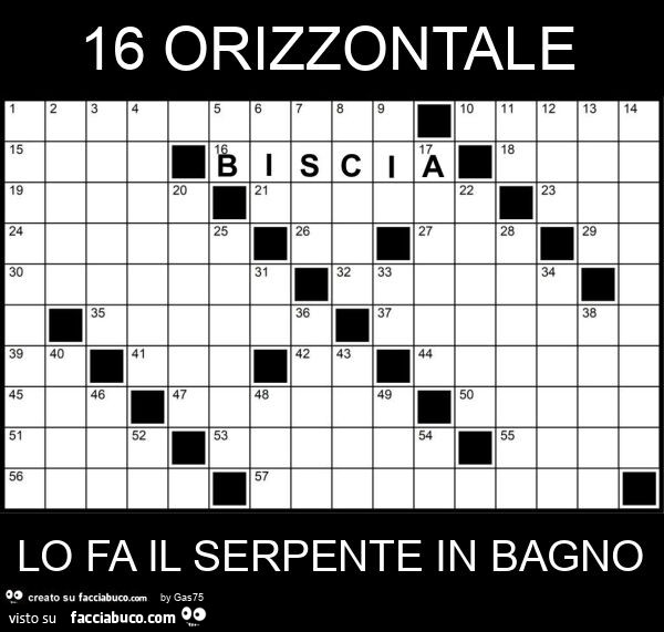 16 orizzontale lo fa il serpente in bagno