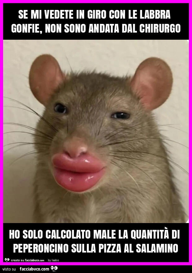 Se mi vedete in giro con le labbra gonfie, non sono andata dal chirurgo ho solo calcolato male la quantità di peperoncino sulla pizza al salamino