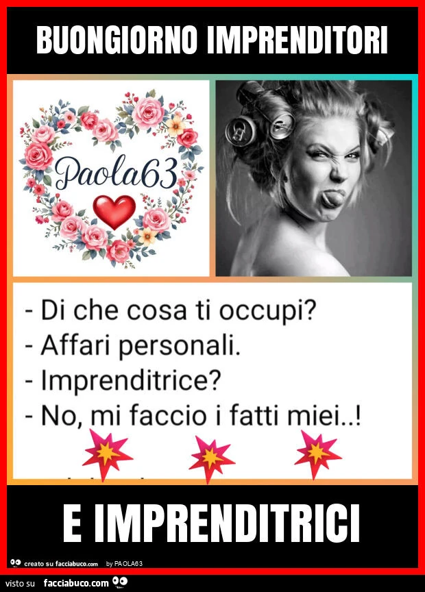Buongiorno imprenditori e imprenditrici