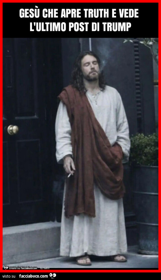 Gesù che apre truth e vede l'ultimo post di trump