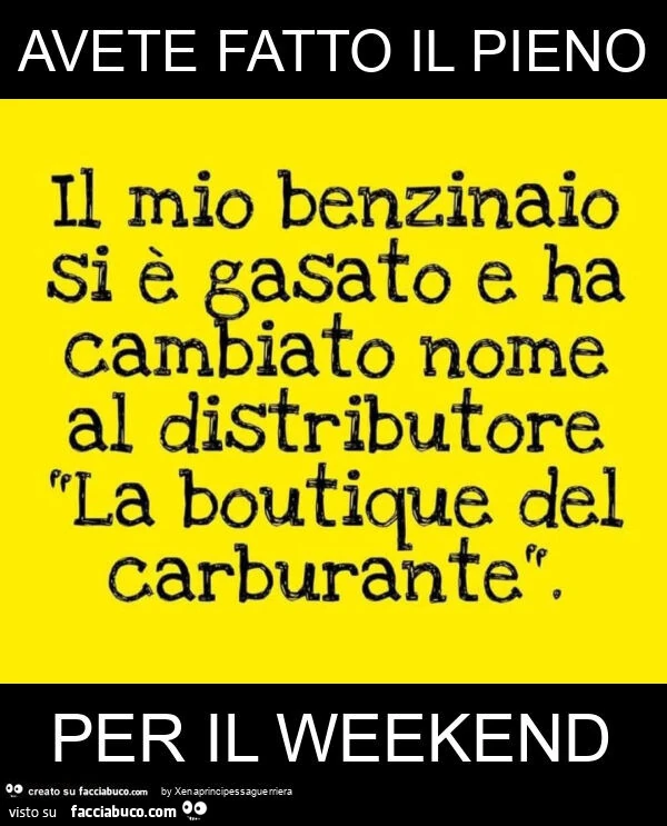 Avete fatto il pieno per il weekend