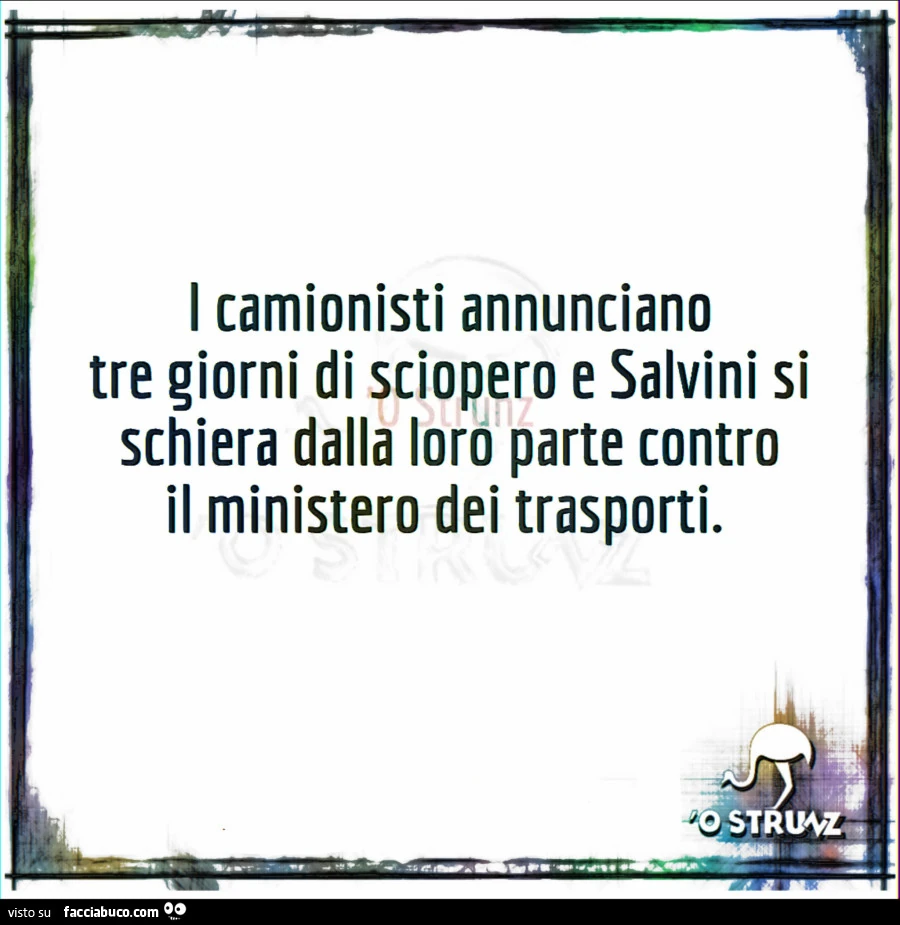 I camionisti annunciano tre giorni di sciopero e salvini si schiera dalla loro parte contro il ministero dei trasporti