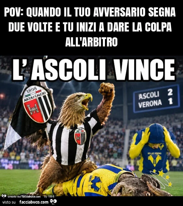 Pov: quando il tuo avversario segna due volte e tu inizi a dare la colpa all'arbitro