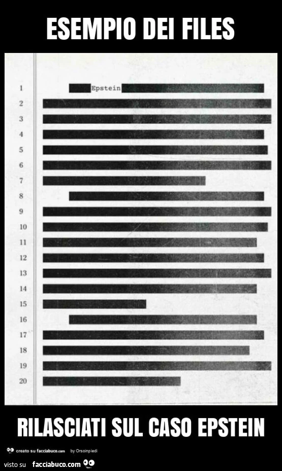 Esempio dei files rilasciati sul caso epstein