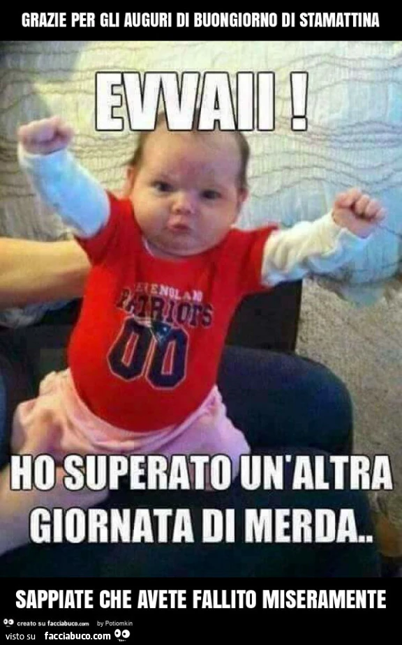 Grazie per gli auguri di buongiorno di stamattina sappiate che avete fallito miseramente