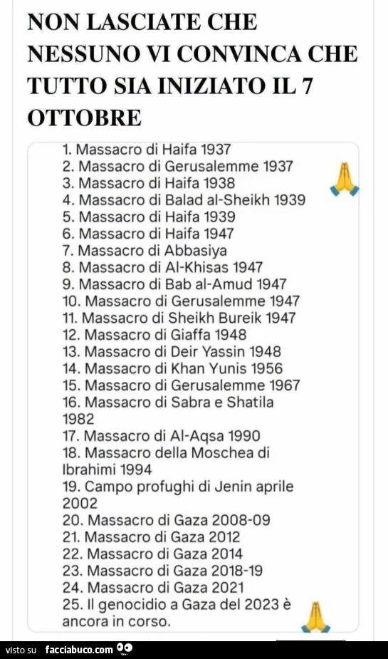 Non lasciate che nessuno vi convinca che tutto sia iniziato il 7 ottobre
