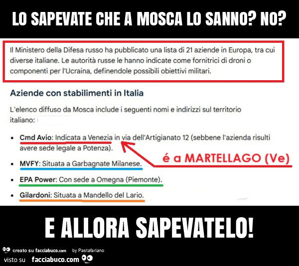 Lo sapevate che a Mosca lo sanno? No? E allora sapevatelo
