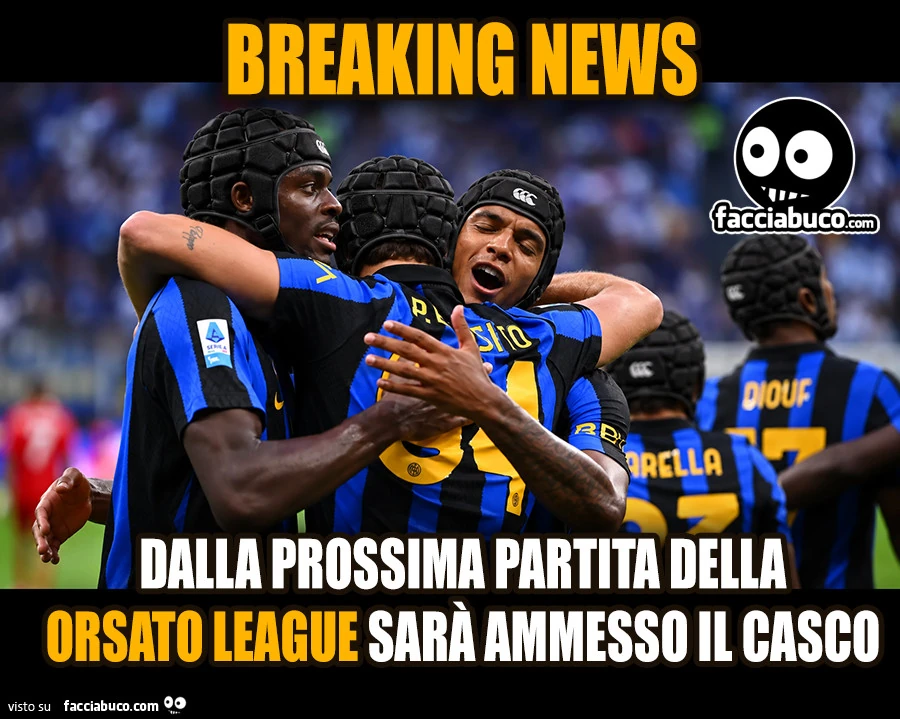 Breaking News: dalla prossima partita della Orsato League sarà ammesso il casco