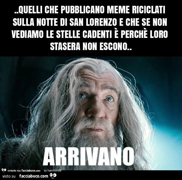 Quelli che pubblicano meme riciclati sulla notte di san lorenzo e che se non vediamo le stelle cadenti รจ perchรจ loro stasera non escono