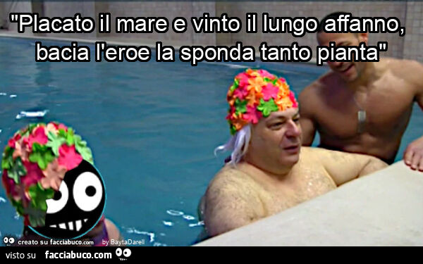 "placato il mare e vinto il lungo affanno, bacia l'eroe la sponda tanto pianta"