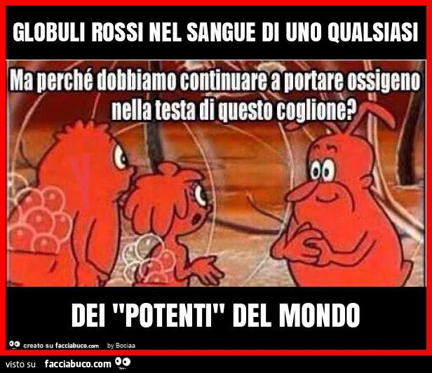Globuli rossi nel sangue di uno qualsiasi dei "potenti" del mondo