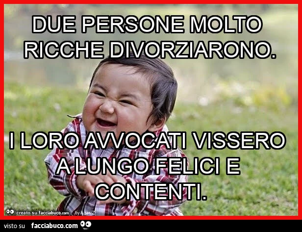 Due persone molto ricche divorziarono. I loro avvocati vissero a lungo felici e contenti
