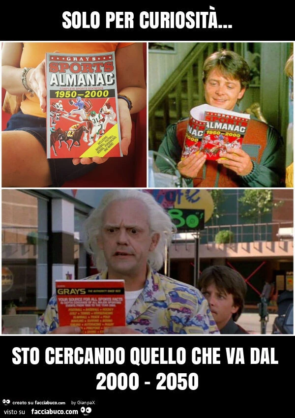 Solo per curiosità&hellip; sto cercando quello che va dal 2000 - 2050