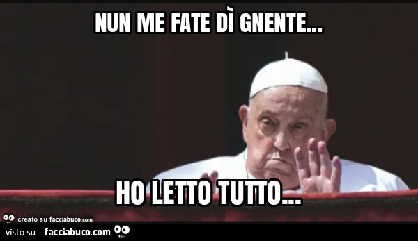 Nun me fate dì gnente&hellip; ho letto tutto