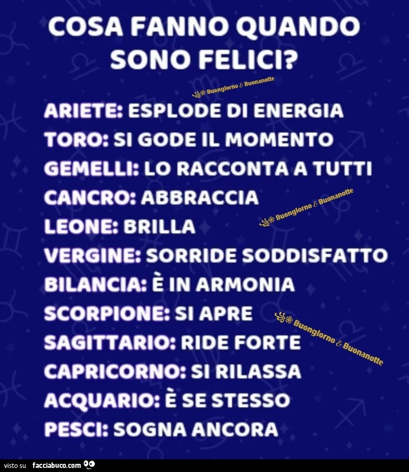 Cosa fanno quando sono felici?