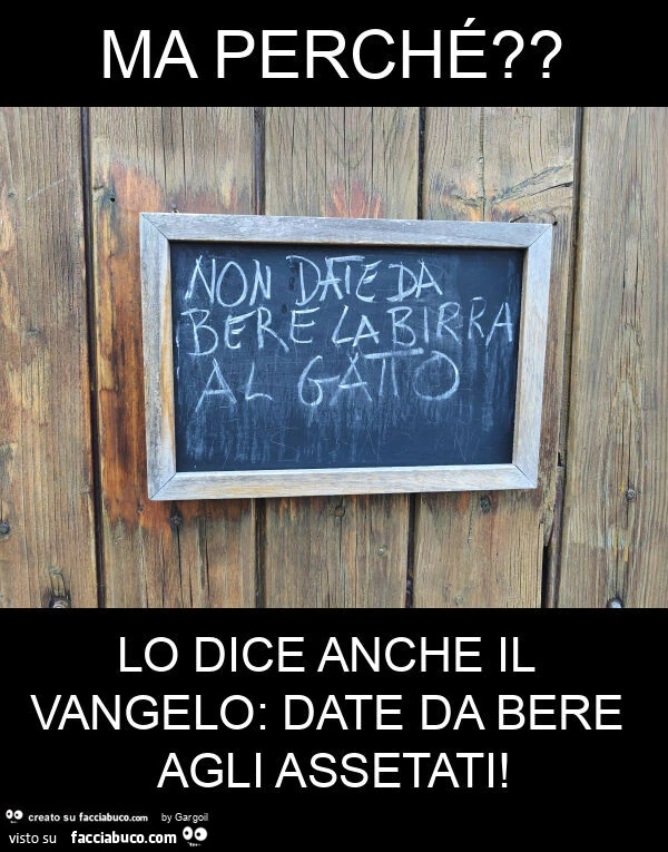 Ma perché? Lo dice anche il vangelo: date da bere agli assetati