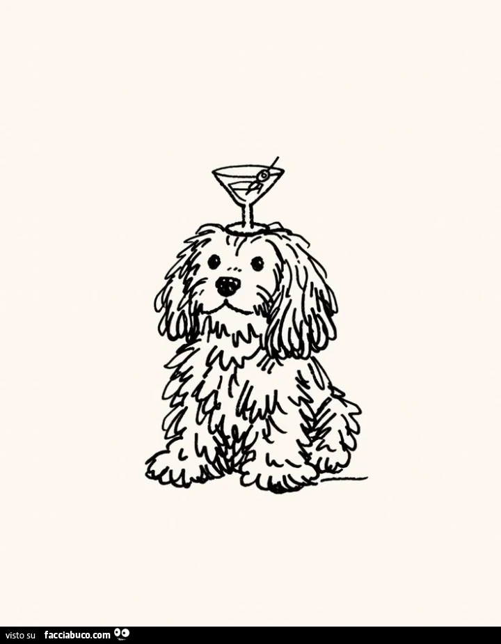 Cane con drink in testa