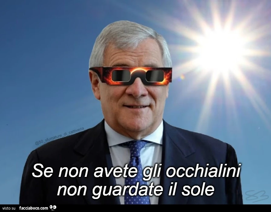 Se non avete gli occhialini non guardate il sole
