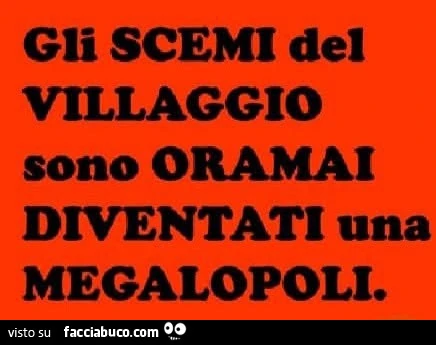 Gli scemi del villaggio sono oramai diventati una megalopoli