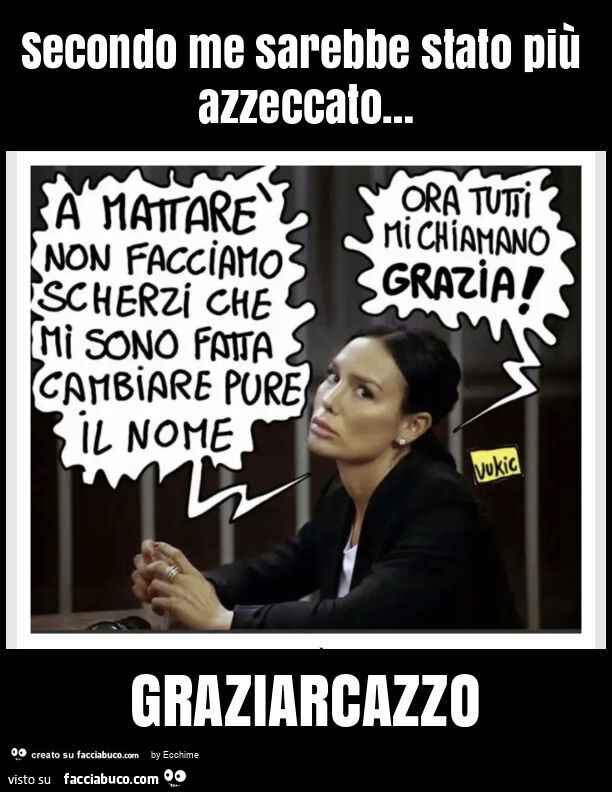 Secondo me sarebbe stato più azzeccato&hellip; graziarcazzo