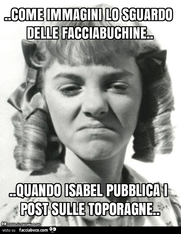 Come immagini lo sguardo delle facciabuchine… quando isabel pubblica i post sulle toporagne