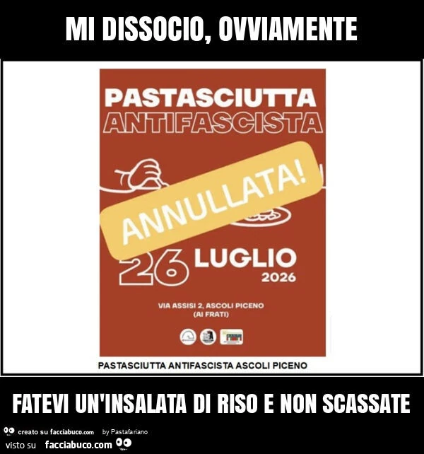 Mi dissocio, ovviamente fatevi un'insalata di riso e non scassate