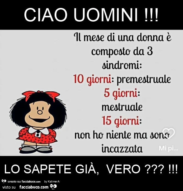 Ciao uomini! Lo sapete già, vero?