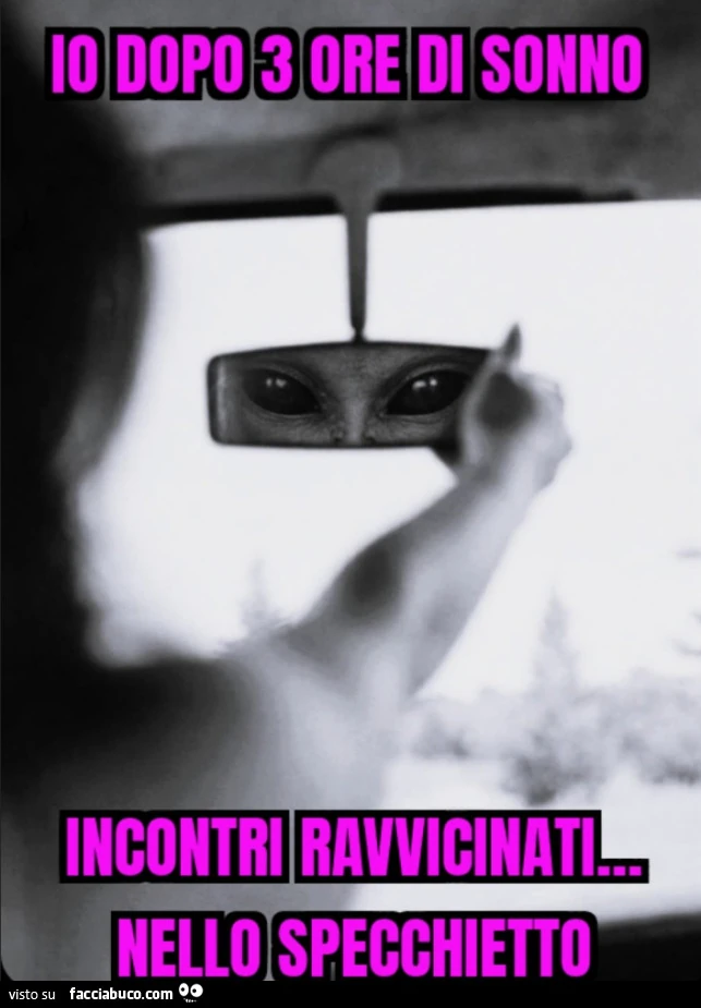 Io dopo 3 ore di sonno Incontri ravvicinati nello specchietto
