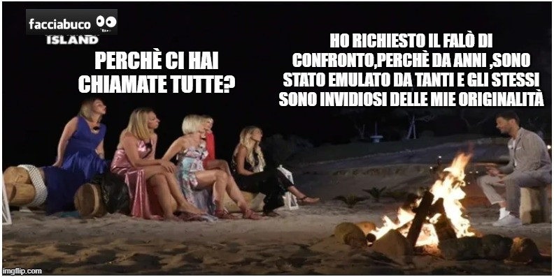 Facciabuco temptation island falò post originali
