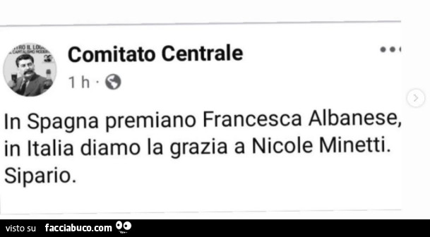 In spagna premiano francesca albanese, in italia diamo la grazia a nicole minetti. Sipario
